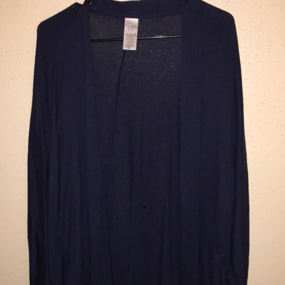Blue 3/4 sleeve open cardigan